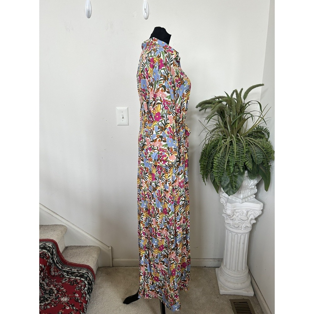 NWT ELOQUII Elements Women's Plus Tie Waist Floral Maxi Short Sleeve Dress Sz 22 - Picture 3 of 6